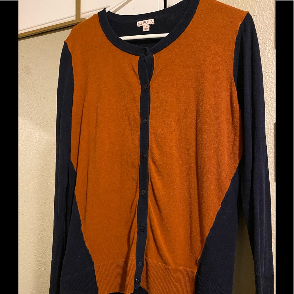 Rust and Navy Colored Cardigan